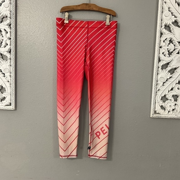 Peloton Terez Red/Orange Stripe Leggings Womens Size Medium new with tags - Picture 2 of 8